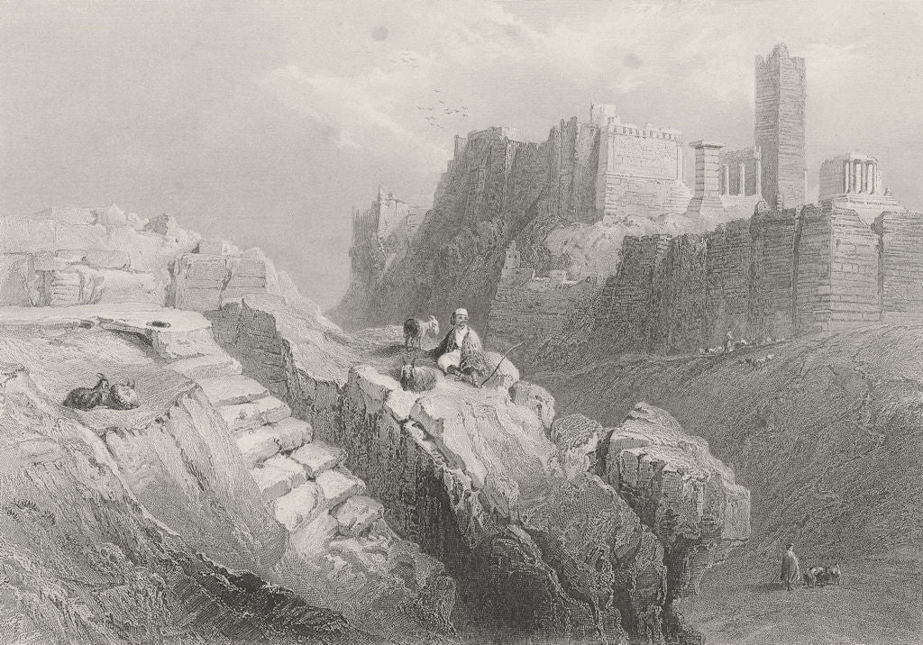 GREECE. Mars Hill, at Athens-Bartlett 1847 old antique vintage print picture